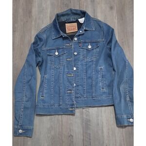 Levis Original Trucker Denim Jean Jacket Medium Wash Womens S Western